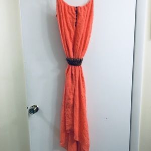 Cynthia Vincent Peach Dress with Braided Belt